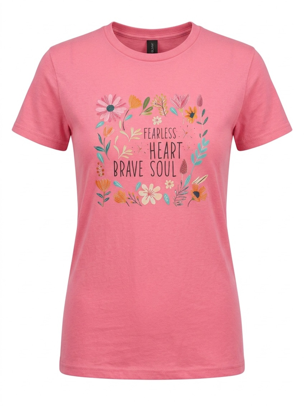 Women’s Safety Pink Premium Quality “ Fearless Heart Brave Soul” T-shirt Sz XL